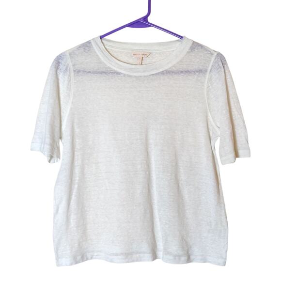 Rebecca Taylor Gauzy Linen Relaxed Short Sleeve T Shirt XS Quiet Luxury Minimal - Picture 1 of 10